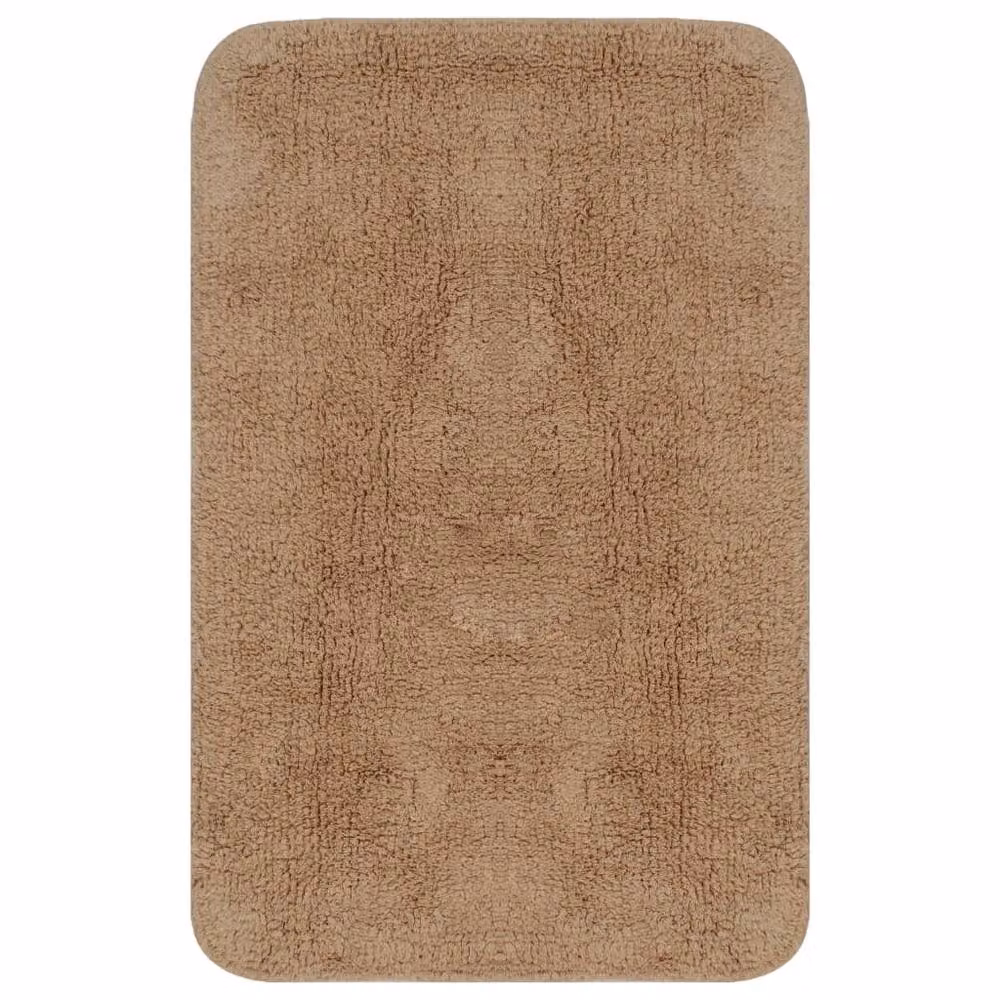 Berkfield Home Non-Slip Cotton Bathroom Mat Set, 2 Pieces, Beige – 2