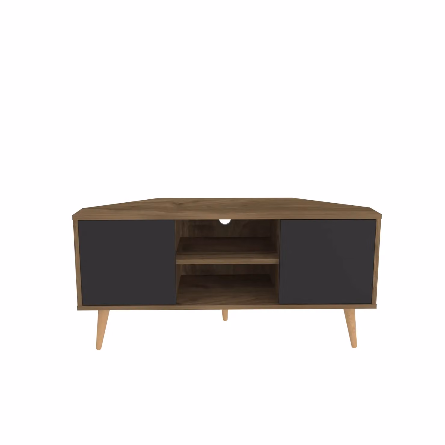 Decorotika Lesson Minimalist Corner TV Unit in Brown, Width: 120 cm – 2