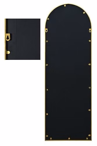 MirrorOutlet The Arcus Modern Arched Wall Mirror with Gold Metal Frame, W: 120 cm, H: 40 cm – 1