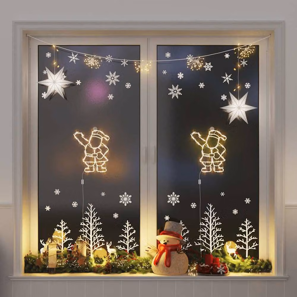 Berkfield Home Santa Silhouette Christmas Lights, 2 Pack, 35 LEDs, Warm White – 2