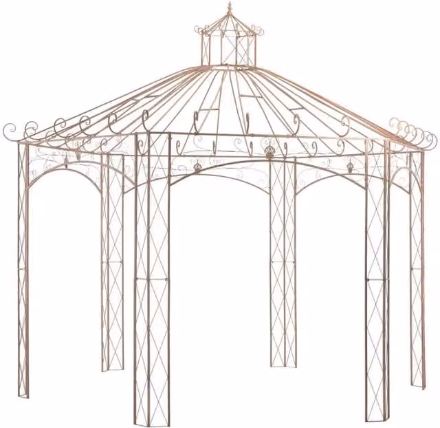 Berkfield Home Garden Pavilion in Antique Brown Metal, W: 400 cm, D: 352 cm