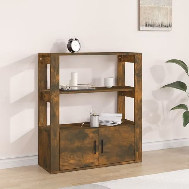 Berkfield Home Smoked Oak Sideboard in Brown, W/D/H: 80 x 30 x 90 cm