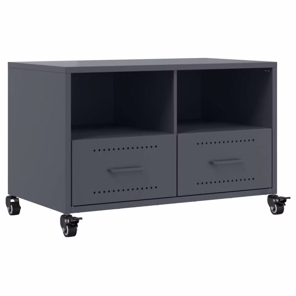 Berkfield Home Anthracite Steel TV Cabinet in Matt Charcoal W/D/H: 68 x 39 x 43.5 cm – 3
