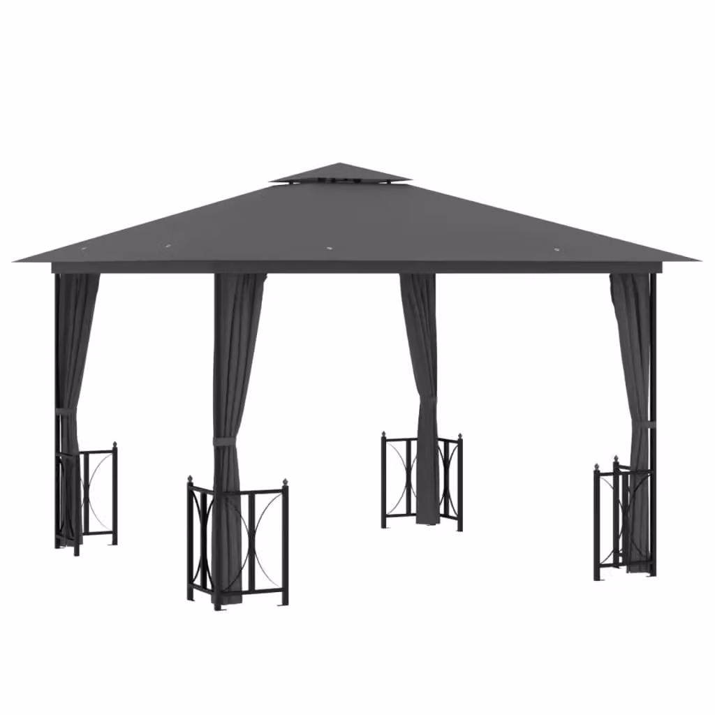 Berkfield Home Anthracite and Black Gazebo with Sidewalls and Double Roof, W: 300 cm, D: 300 cm, H: 265 cm – 2