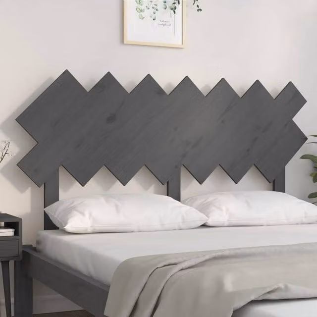 Berkfield Home Beautiful Bed Headboard in Grey Solid Pine Wood, W: 151.5 cm, D: 3 cm, H: 81 cm – 1