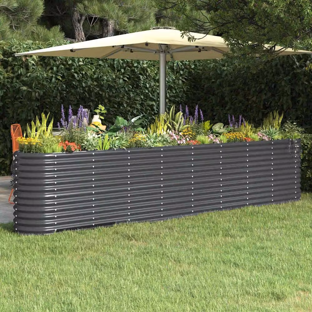 Berkfield Home Garden Powder-coated Steel Raised Bed in Anthracite Black, W/D/H: 332 x 40 x 68 cm – 2