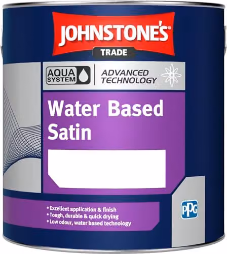 Johnstone's Trade Aqua Water Based Satin Brilliant White Wood Paint, 2.5 l