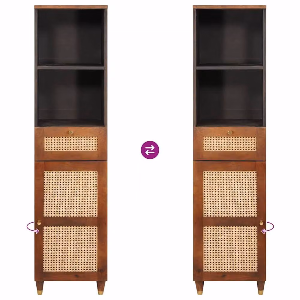 Berkfield Home Mid Century Mango Wood Sideboard in Brown with Drawer and Shelf Storage – 5