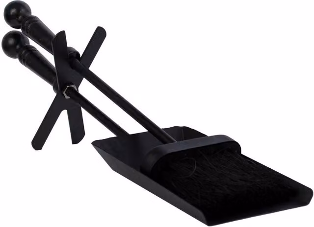 Fire Vida Metal Hearth Shovel and Brush Set, Black