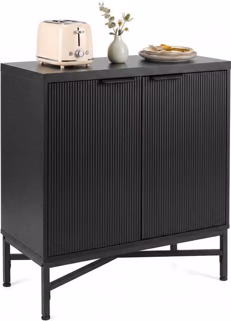 Costway Modern Fluted Sideboard Buffet Cabinet with 2 Doors in Black – 1