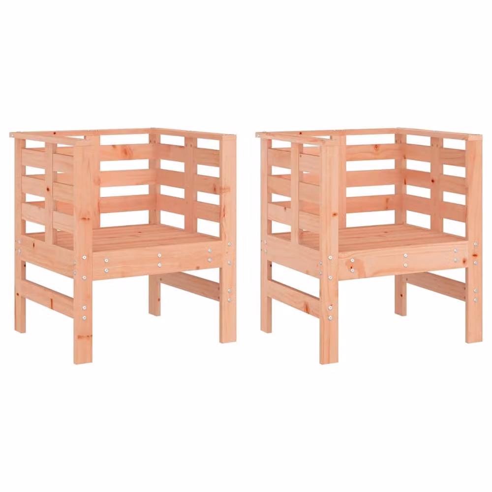 Berkfield Home Beautiful Garden Chairs, 2 Piece Set, Solid Douglas Wood, Light Tan, W: 61.5 cm, D: 53 cm, H: 71 cm – 3