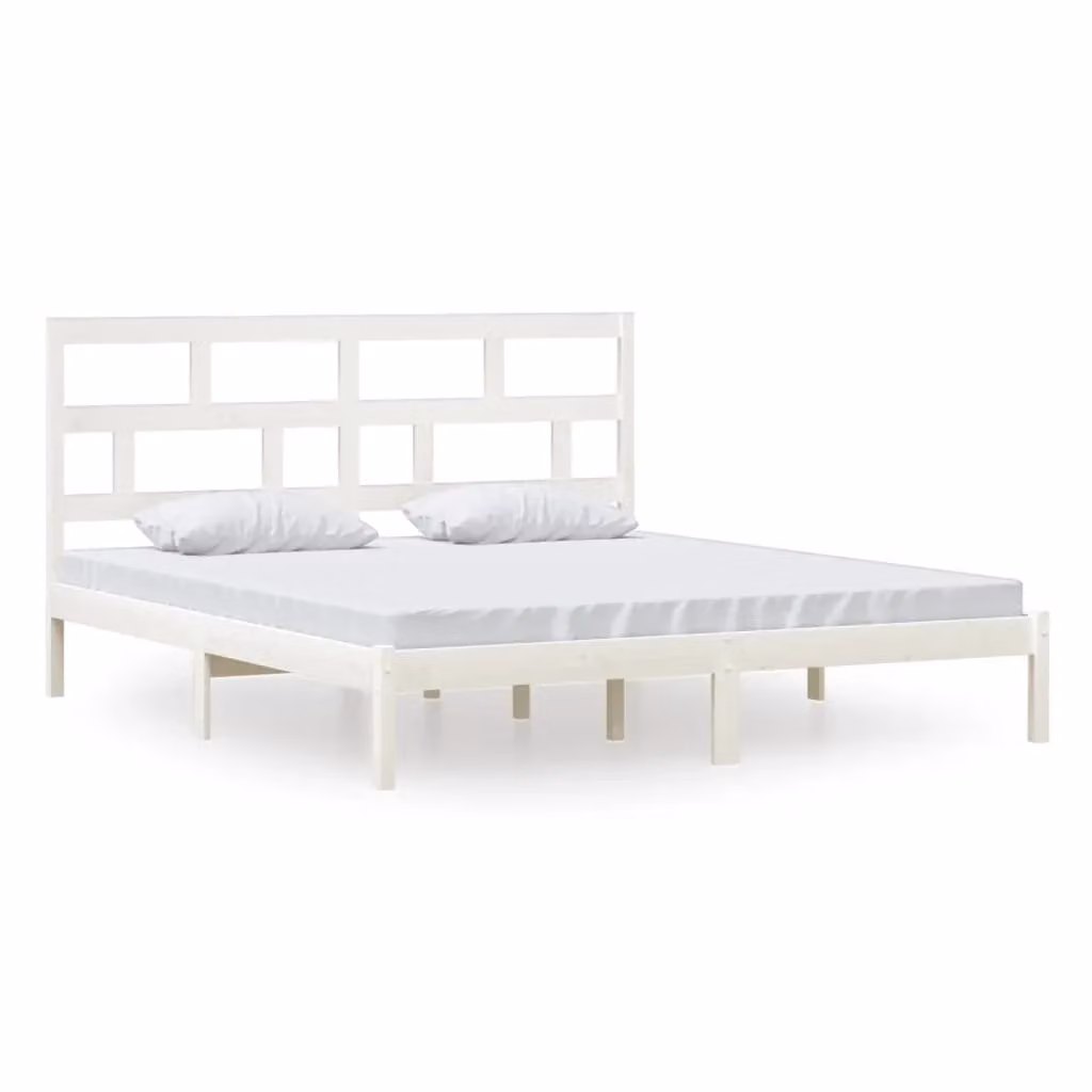 Berkfield Home Super King Size Solid Wood Bed Frame in White, W/D/H: 180 x 200 cm – 2