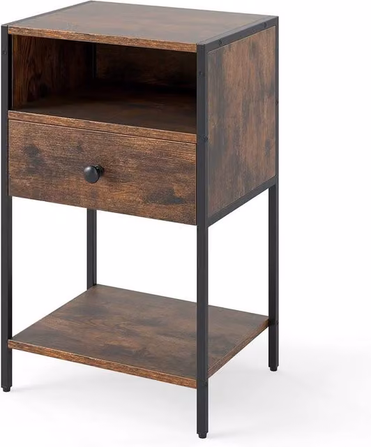 KORVIXA Brown Farmhouse Accent Table and Night Table Organizer