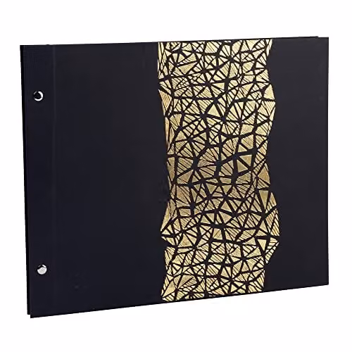 Exacompta ARAMY Screw-Post Photo Album, 160 Photos, 40 Pages, Black and Gold, W: 37 cm, H: 29 cm
