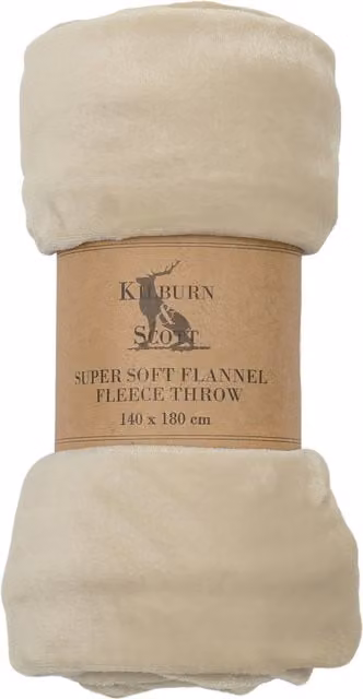 Beige Flannel Fleece Throw W: 140 cm, D: 180 cm