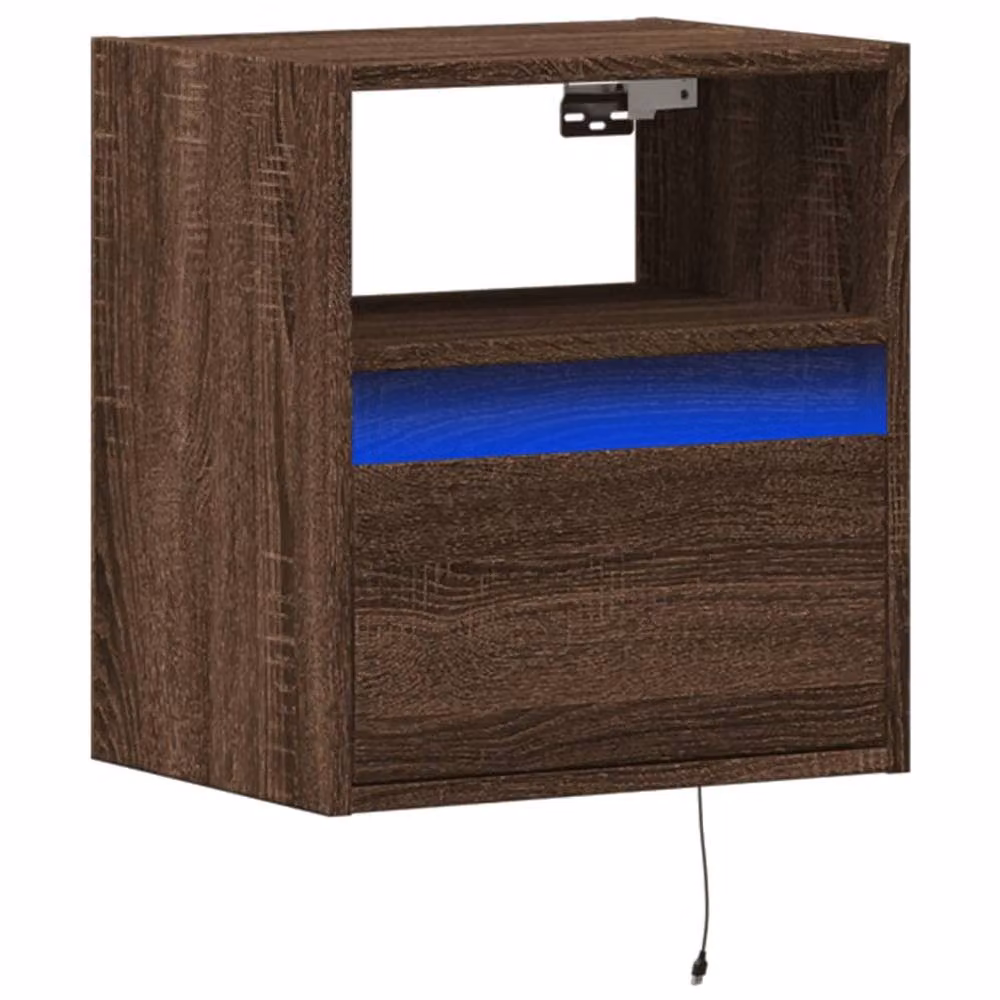 Berkfield Home Modern Wall Mounted TV Cabinet with LED Lights in Brown Oak, W: 41 cm, D: 31 cm, H: 45 cm – 2
