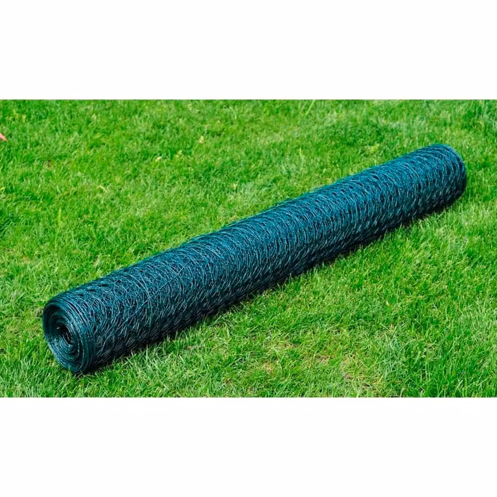 Berkfield Home Galvanised Steel Chicken Wire Fence with Green PVC Coating 25 x 0.5 m – 2