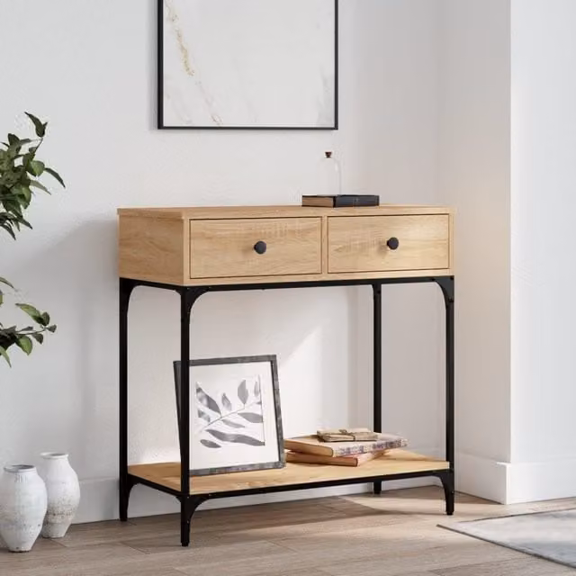 Berkfield Home Sonoma Oak Console Table in Brown, W/D/H: 75 x 34.5 x 75 cm