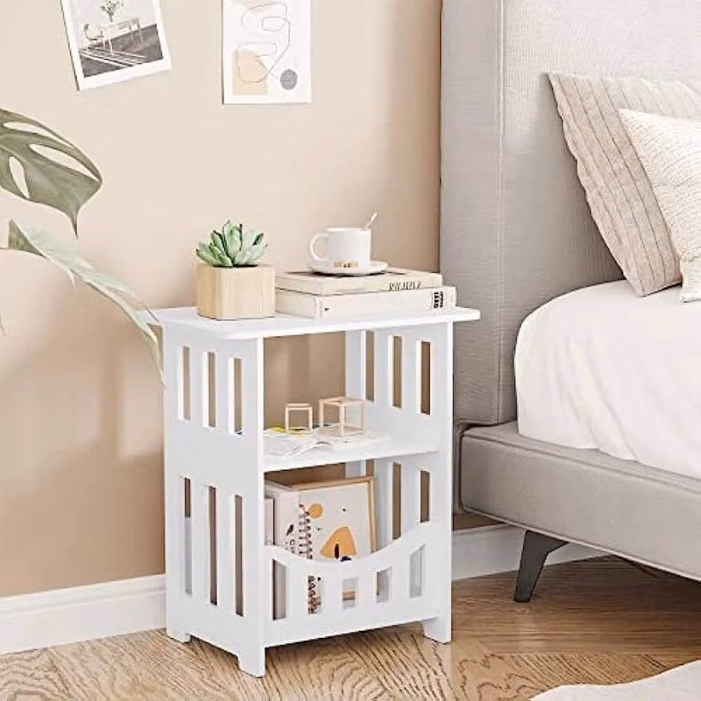 NESTLUNE White Square Drawer Cabinet Small Side End Table W/D/H: 36 x 24 x 40 cm – 3