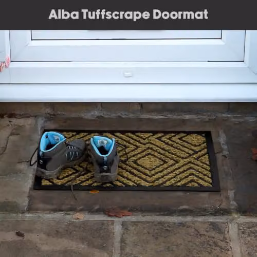 JVL Alba Woven Tuffscrape Doormat in Brown and Beige with Diamond Pattern, W: 40 cm, D: 60 cm – 4