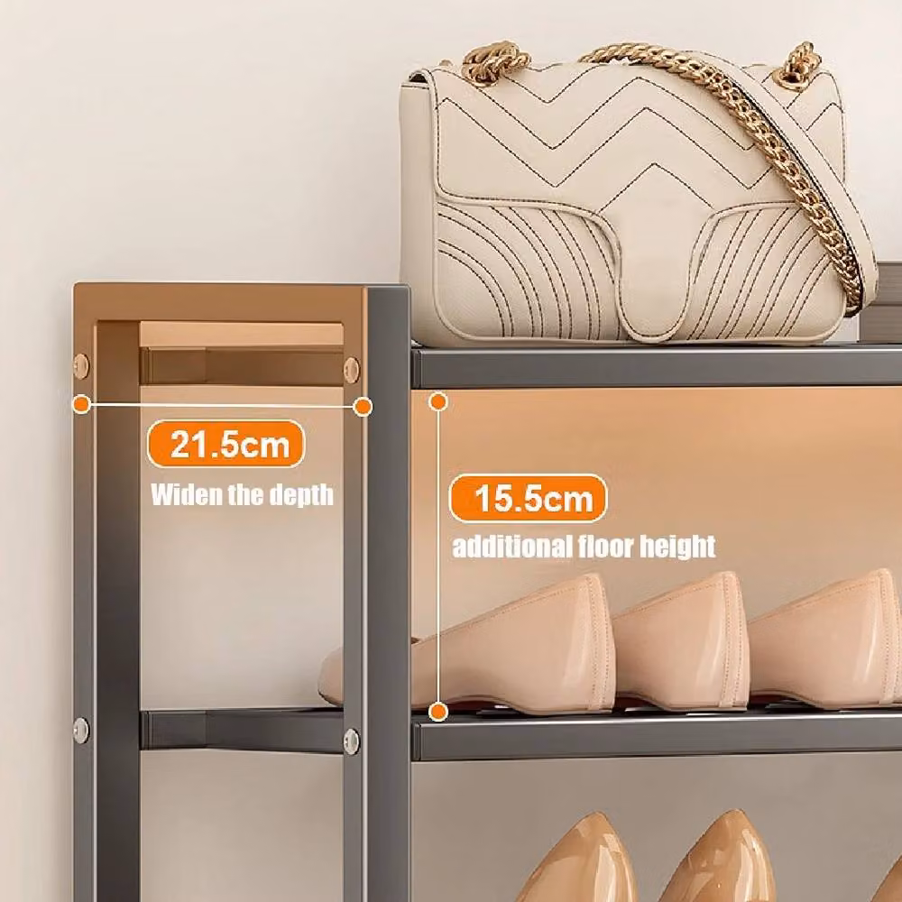FORGEVIO 4 Tier Heavy Duty Metal Shoe Storage Rack in Silver for your Hallway – 4
