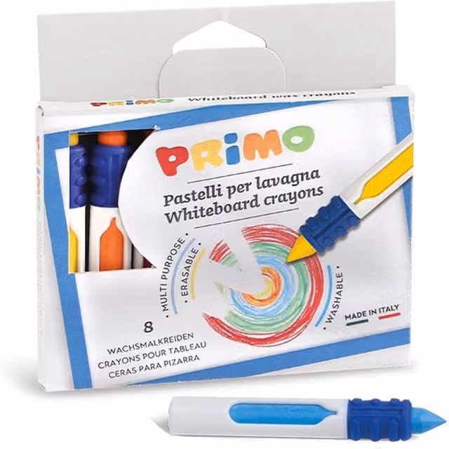 Primo Yellow Wax Whiteboard Crayons for Children, 8 Pack