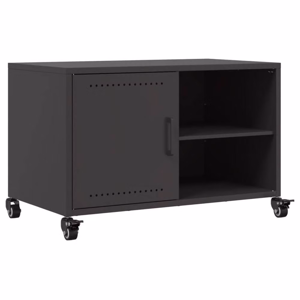 Berkfield Home TV Cabinet in Black Metal, W: 68 cm, D: 39 cm, H: 43.5 cm – 3