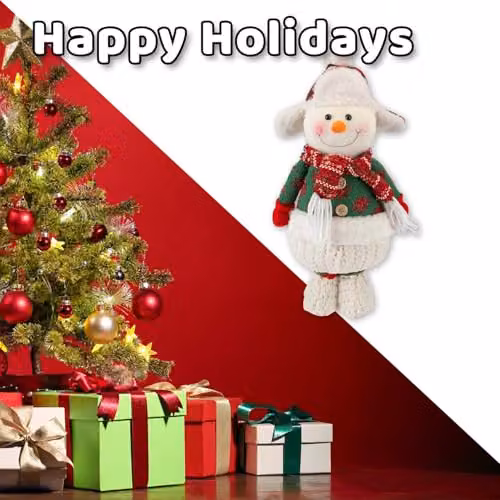 VFM e-Store Christmas Standing Snowman Plush Tabletop Decoration, White, H: 41.5 cm x W: 21.5 cm – 4