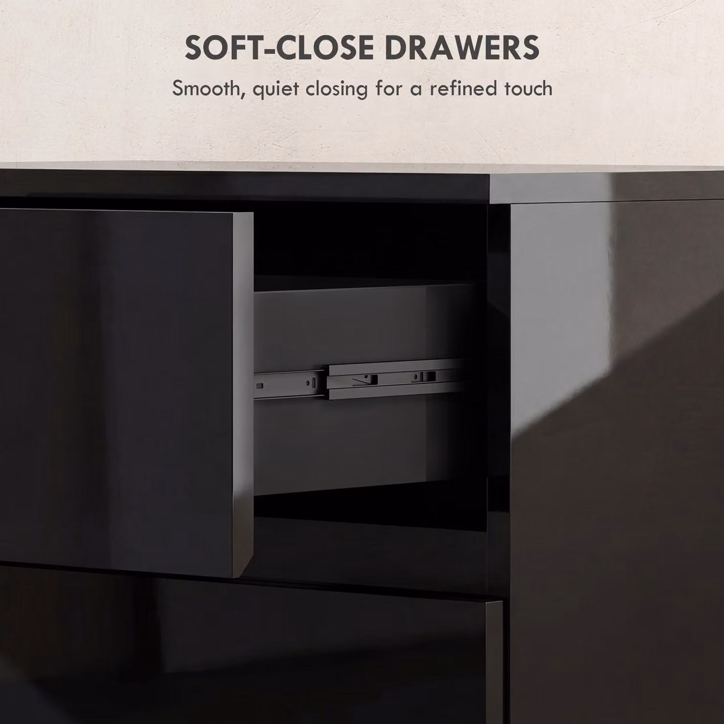 HOMCOM Modern 4-Drawer Chest of Drawers in Black with Soft-Close Drawers – 6