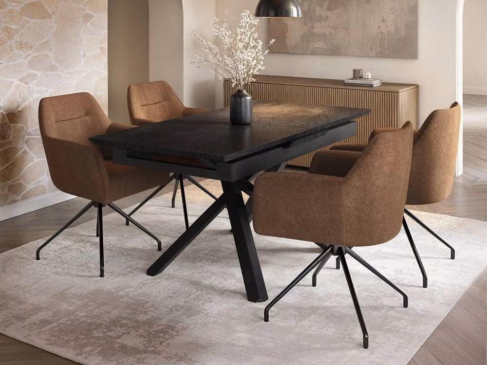 Solace+Co Isla Set of 2 Brown Bouclé Swivel Dining Chairs with Armrests – 4