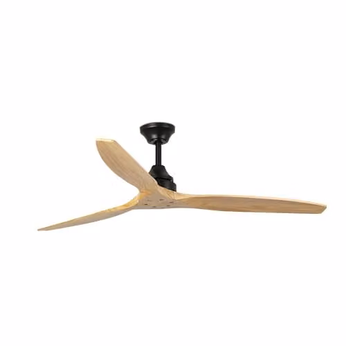 FARO Barcelona ALO Ceiling Fan in Matt Black Steel and Pine Wood, Ø152 cm, H: 30.3 cm – 1