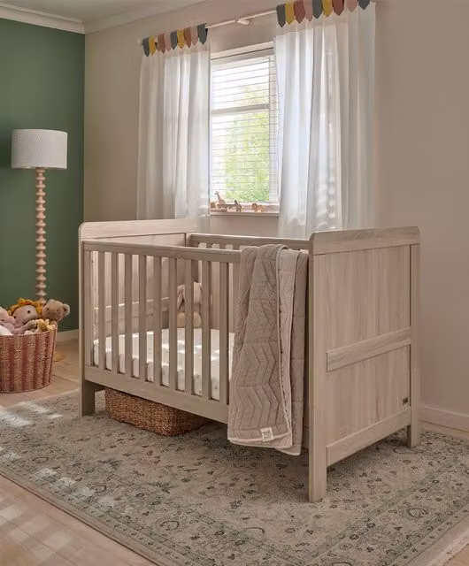 Mamas & Papas Atlas Cotbed in Light Oak with Drop Side