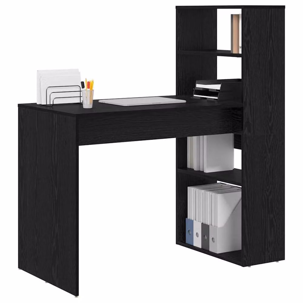 Berkfield Modern Writing Desk with Storage in Black Oak, W/D/H: 113 x 54 x 120 cm – 3