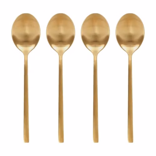 Argon Tableware Gold Coated Stainless Steel Teaspoons, Pack of 4