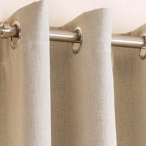 Enhanced Living Cream Plain Textured Thermal Eyelet Curtains, W: 168 cm, H: 229 cm