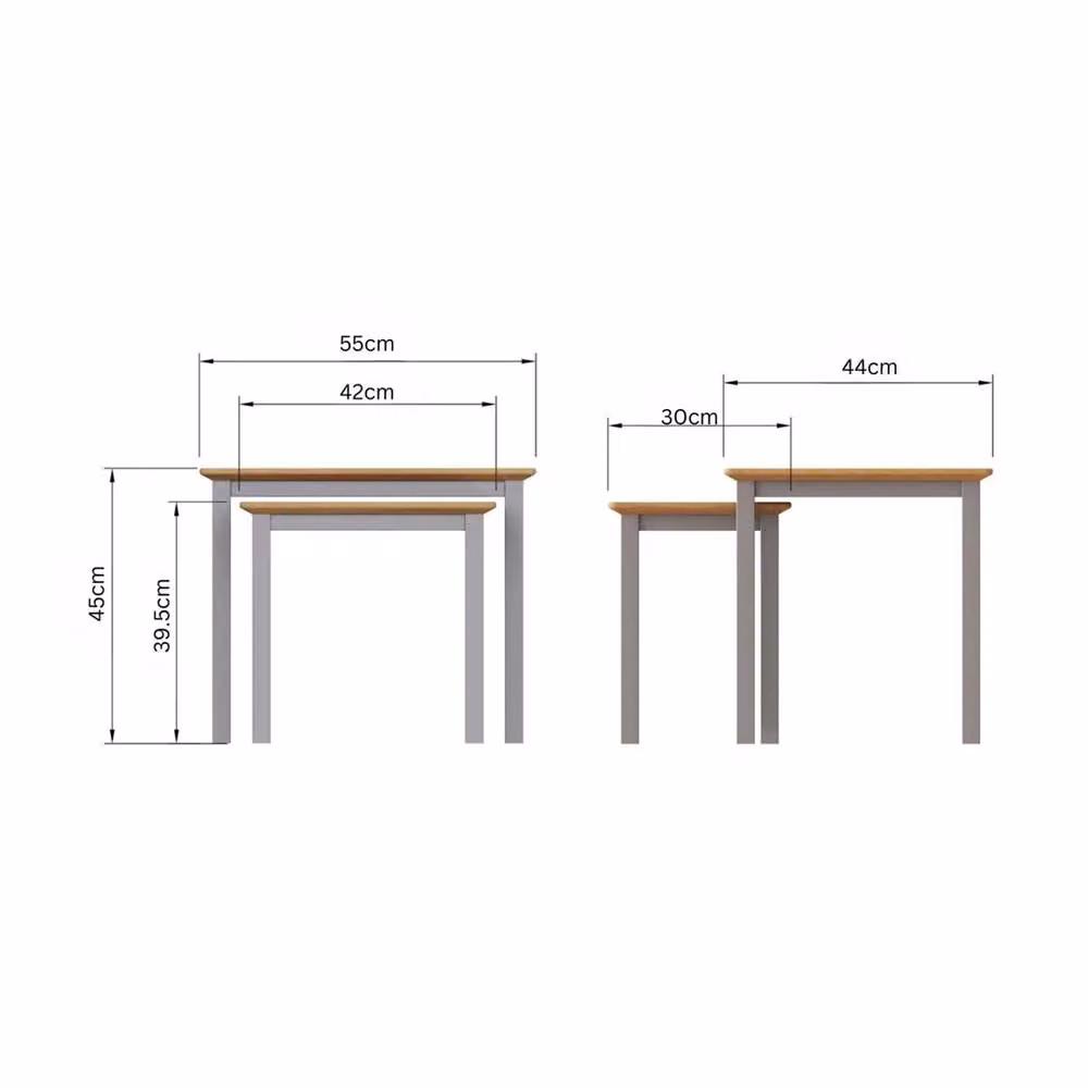 Nordara Nest of Tables Coffee Table in Dove Grey Oak Veneer – 2