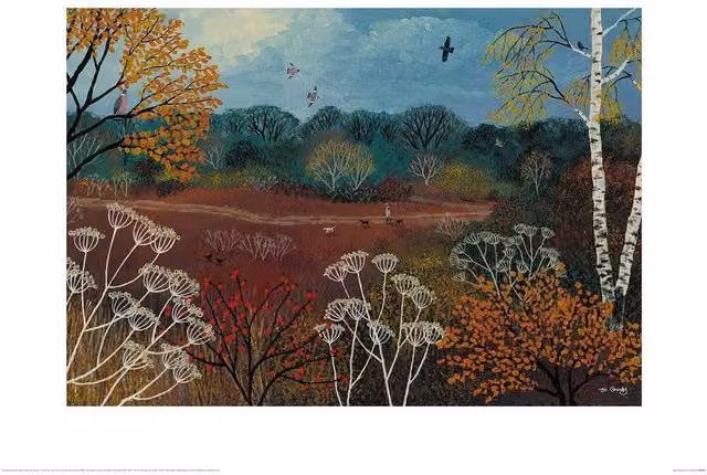 Jo Gough Autumn Walk Multicolour Paper Poster, W: 60 cm, H: 80 cm, D: 0.21 cm