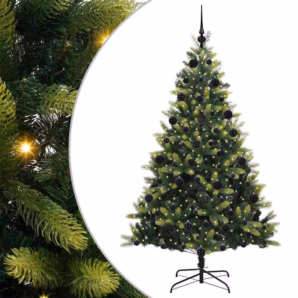 Berkfield Home Realistic Artificial Hinged Christmas Tree with 300 LEDs, Green, Height: 210 cm – 3