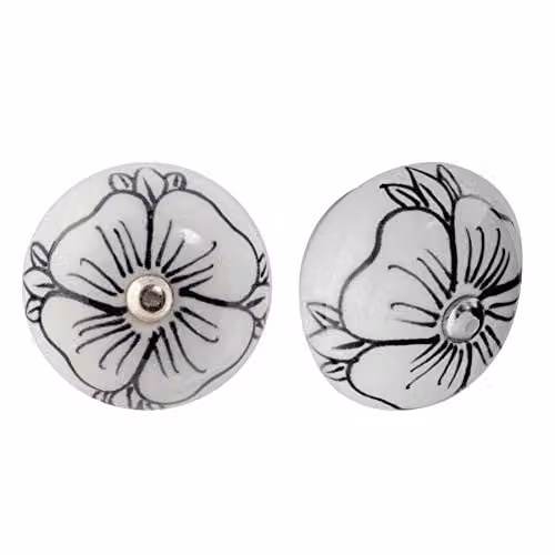 Nicola Spring Ceramic Cabinet Knobs, Black and White, Pack of 6 – 1
