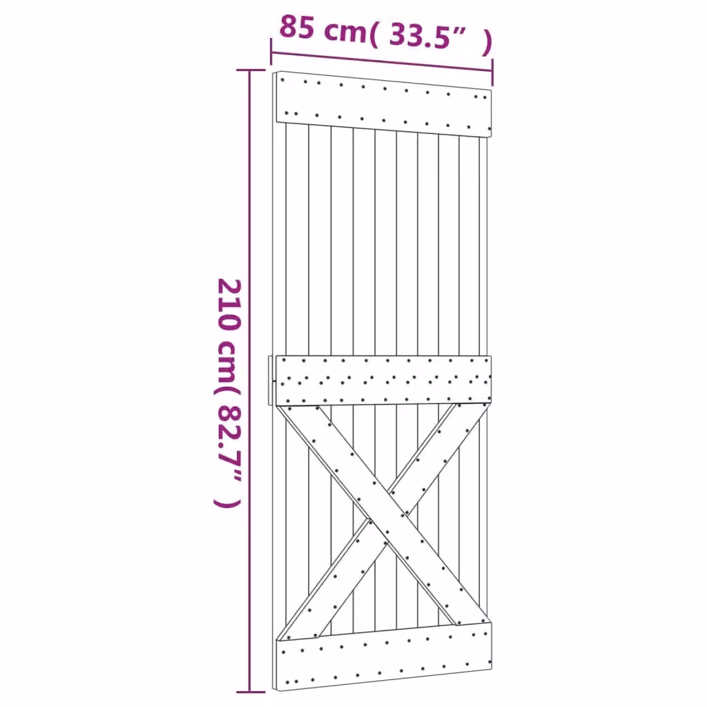 Berkfield Home Modern Sliding Door with Hardware Set in Brown Solid Pine Wood, W: 85 cm, H: 210 cm – 2