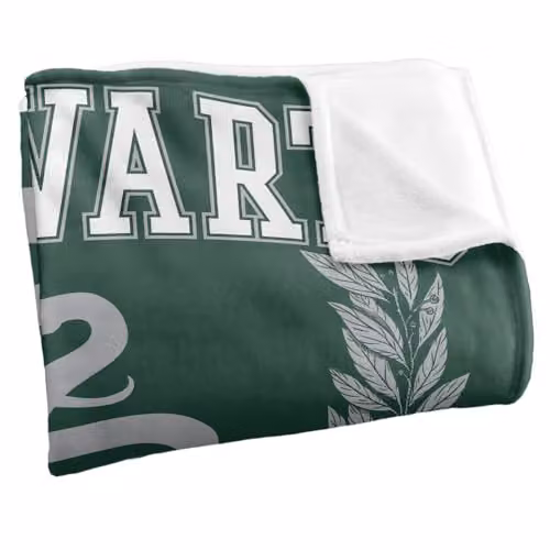LOGOVISION Harry Potter Slytherin Hogwarts Leaves Super Soft Fleece Throw Blanket, Multicolour, W: 152.4 cm x D: 127 cm – 2