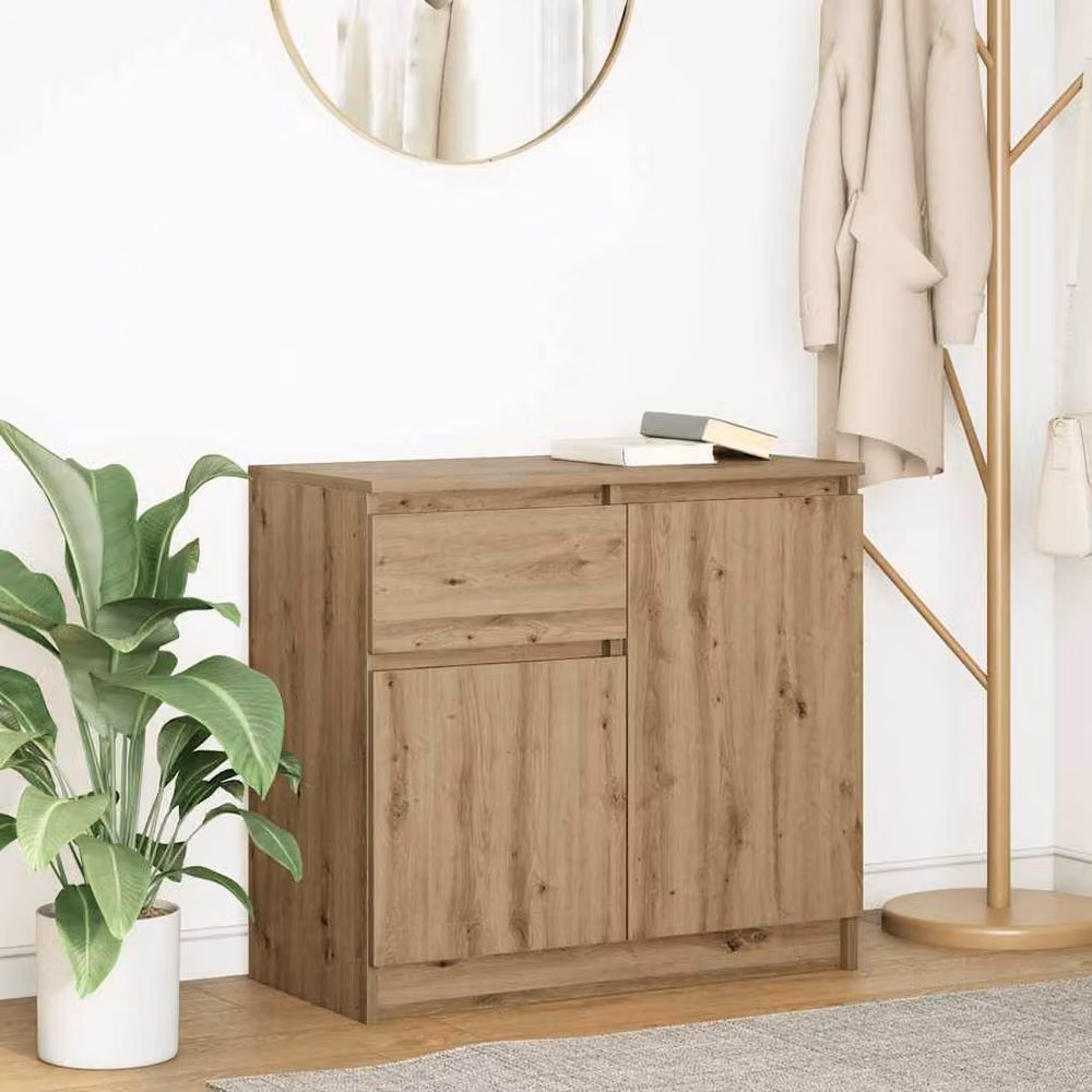 Berkfield Home Artisan Oak Sideboard with Drawer in Brown, W/D/H: 71 x 35 x 65 cm – 2