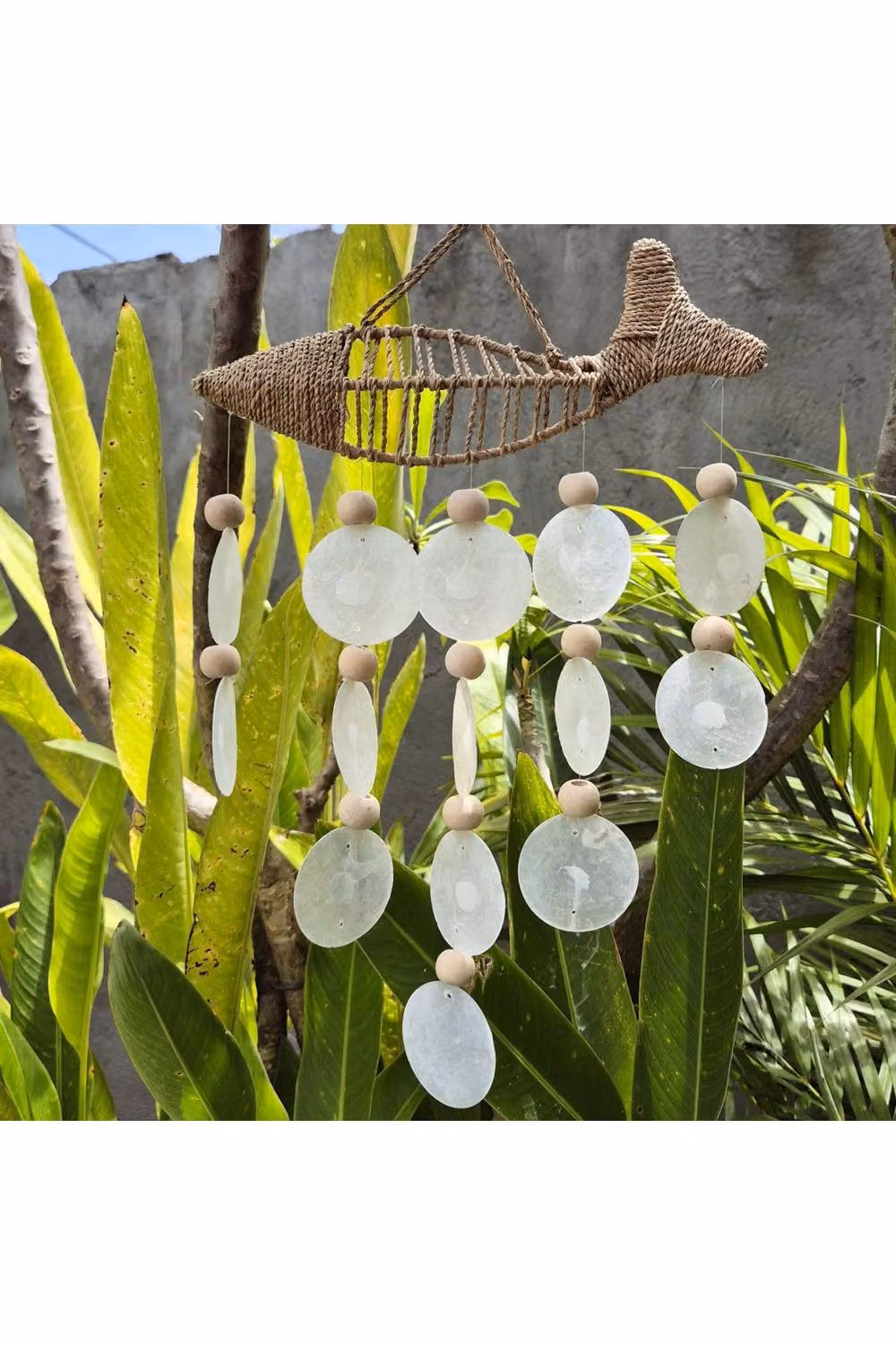 KDMD String Fish and Natural Copis Hanging Pendant Decor in White – 2