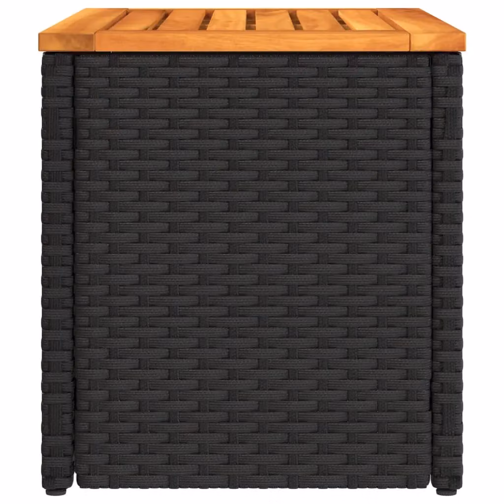 Berkfield Home Set of 2 Black Poly Rattan and Solid Wood Garden Side Tables, W/D/H: 55 x 34 x 37 cm – 4