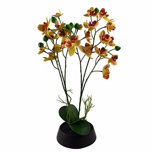 Leaf Pink and Yellow Artificial Orchid in a Ceramic Planter, Height: 43 cm
