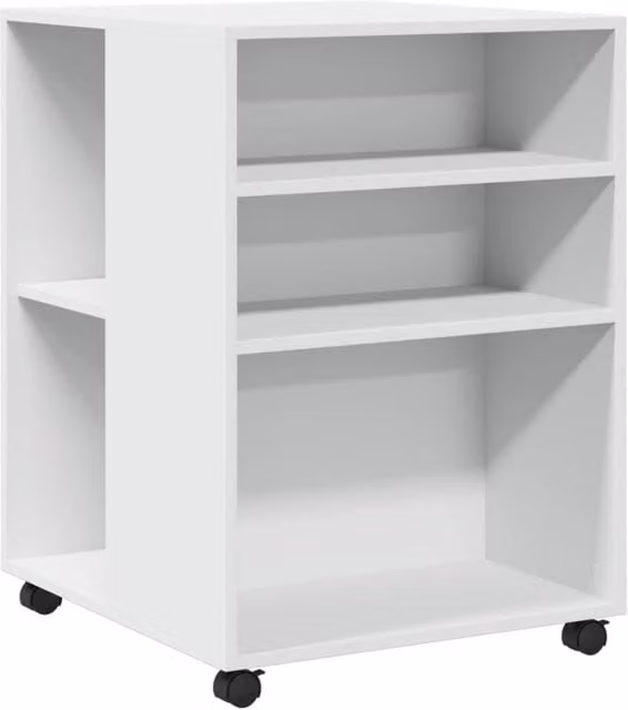 Berkfield Home White Side Table with Castors, W/D/H: 55 x 60 x 78 cm