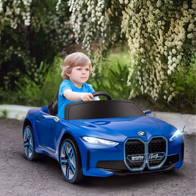 HOMCOM BMW i4 Licensed 12V Kids Electric Ride-On Car with Light and Sound Effects, Blue