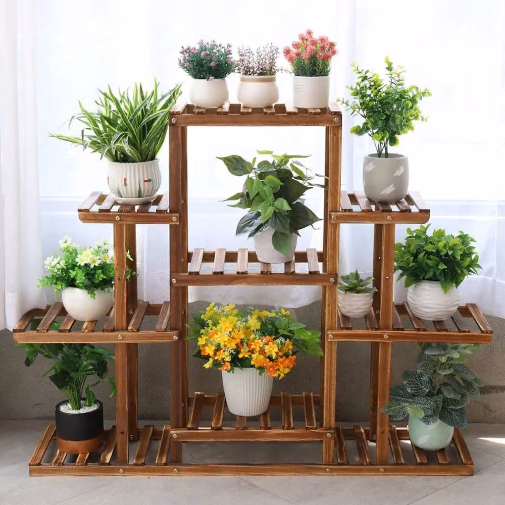 SPETLEK 6 Tiered Wooden Plant Stand in Brown, W/D/H: 25.0 x 96.5 x 115.0 cm – 4