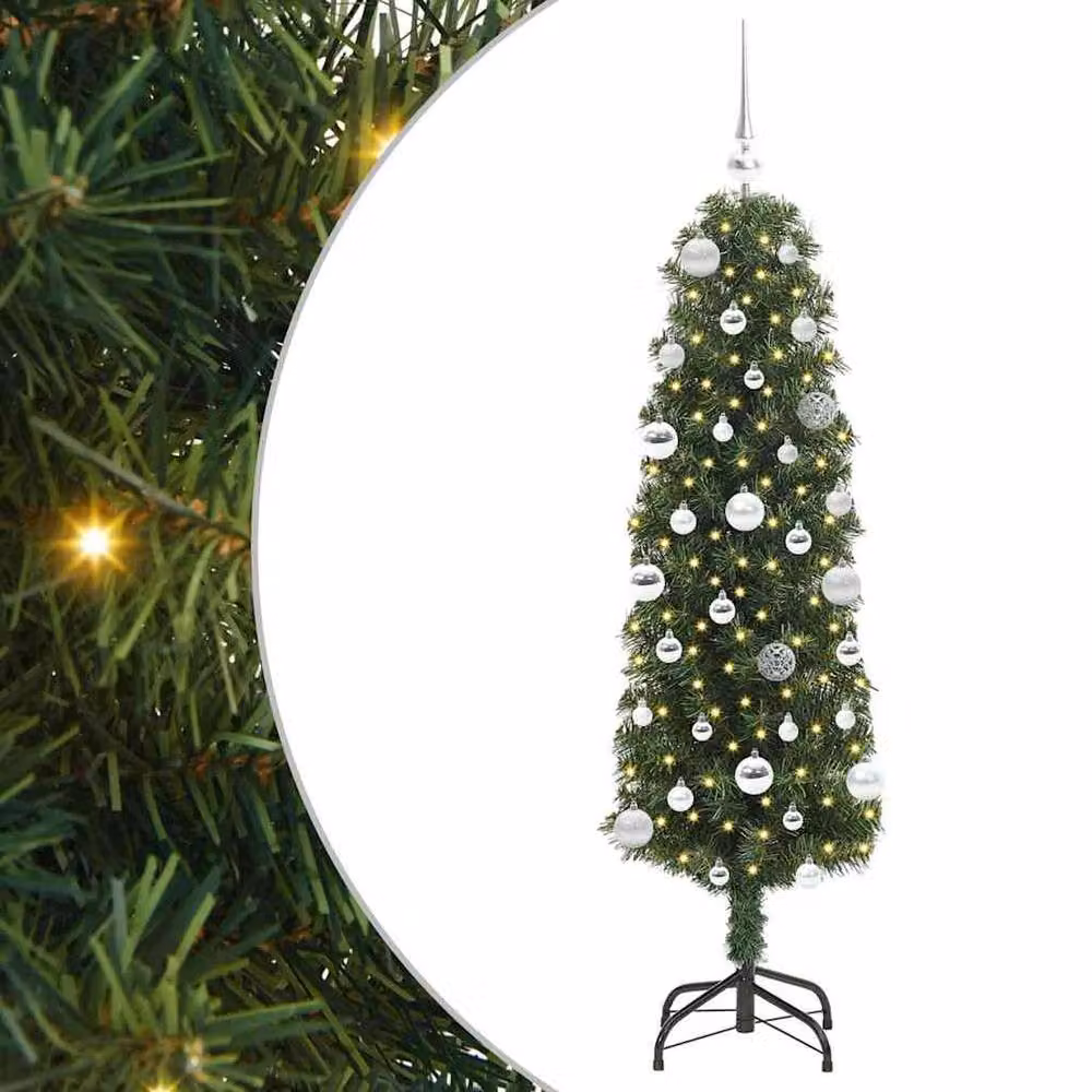 Berkfield Home Green Artificial Christmas Tree with 150 Warm White LEDs and Stand – 3
