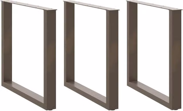 Berkfield Home U-Shaped Coffee Table Legs, 3 Piece Set, Brown Steel, H: 72.5 cm, W: 80 cm